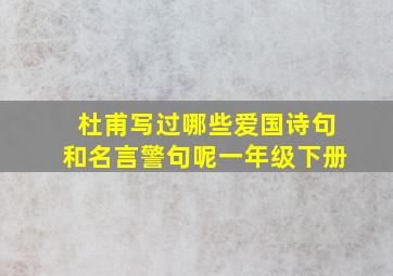 杜甫写过哪些爱国诗句和名言警句呢一年级下册