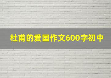 杜甫的爱国作文600字初中