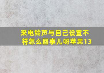 来电铃声与自己设置不符怎么回事儿呀苹果13