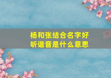 杨和张结合名字好听谐音是什么意思