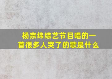 杨宗纬综艺节目唱的一首很多人哭了的歌是什么