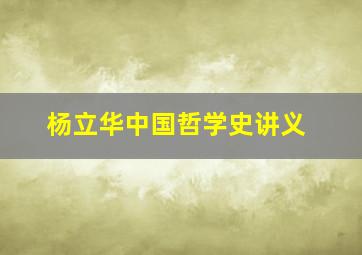 杨立华中国哲学史讲义