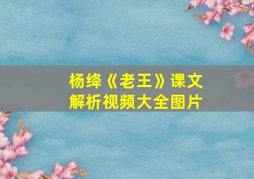 杨绛《老王》课文解析视频大全图片