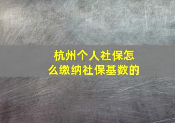 杭州个人社保怎么缴纳社保基数的