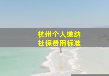 杭州个人缴纳社保费用标准