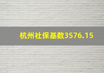 杭州社保基数3576.15