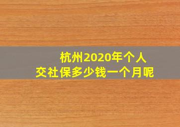 杭州2020年个人交社保多少钱一个月呢