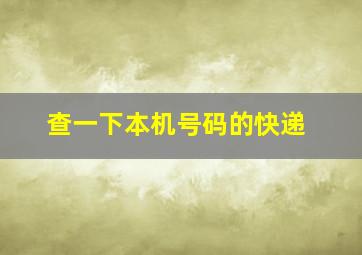 查一下本机号码的快递