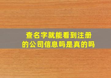 查名字就能看到注册的公司信息吗是真的吗