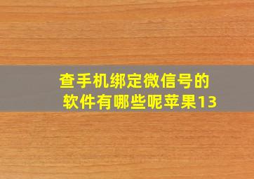 查手机绑定微信号的软件有哪些呢苹果13