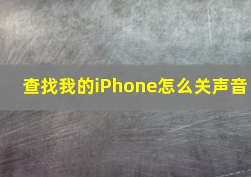 查找我的iPhone怎么关声音