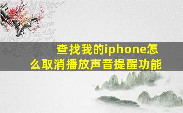 查找我的iphone怎么取消播放声音提醒功能