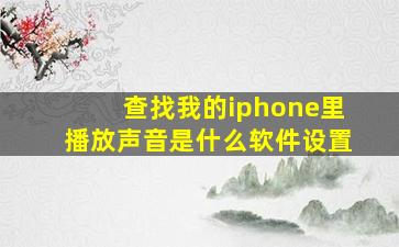 查找我的iphone里播放声音是什么软件设置