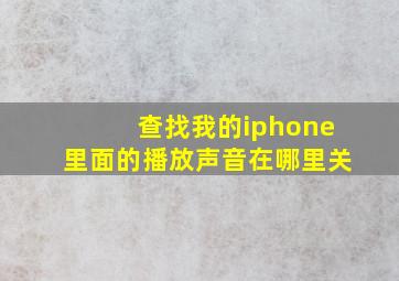 查找我的iphone里面的播放声音在哪里关