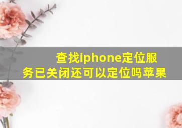 查找iphone定位服务已关闭还可以定位吗苹果