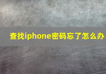 查找iphone密码忘了怎么办