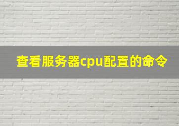 查看服务器cpu配置的命令