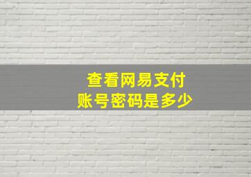 查看网易支付账号密码是多少