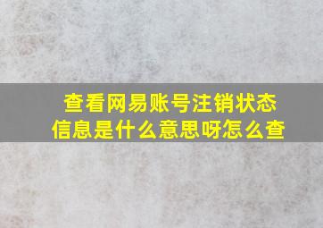 查看网易账号注销状态信息是什么意思呀怎么查