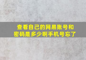 查看自己的网易账号和密码是多少啊手机号忘了