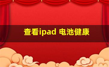 查看ipad 电池健康