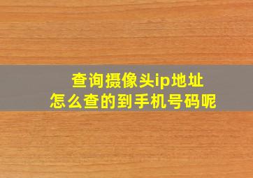 查询摄像头ip地址怎么查的到手机号码呢