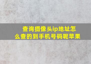 查询摄像头ip地址怎么查的到手机号码呢苹果