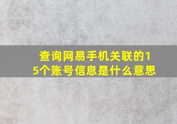 查询网易手机关联的15个账号信息是什么意思