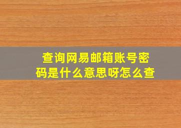 查询网易邮箱账号密码是什么意思呀怎么查