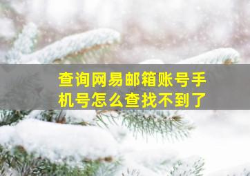 查询网易邮箱账号手机号怎么查找不到了