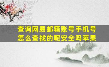 查询网易邮箱账号手机号怎么查找的呢安全吗苹果