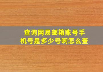 查询网易邮箱账号手机号是多少号啊怎么查