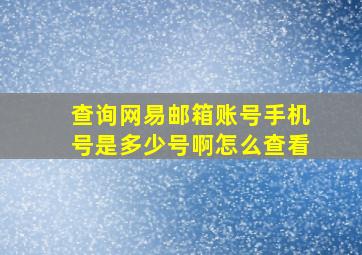 查询网易邮箱账号手机号是多少号啊怎么查看