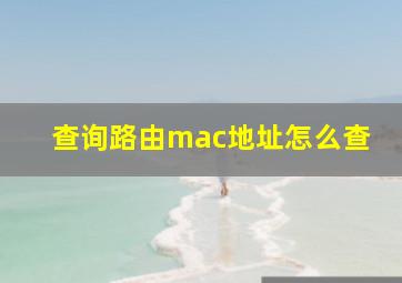 查询路由mac地址怎么查