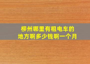 柳州哪里有租电车的地方啊多少钱啊一个月