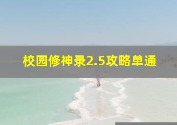 校园修神录2.5攻略单通