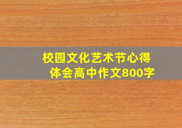 校园文化艺术节心得体会高中作文800字