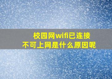 校园网wifi已连接不可上网是什么原因呢