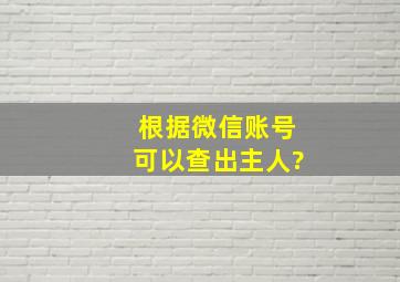 根据微信账号可以查出主人?