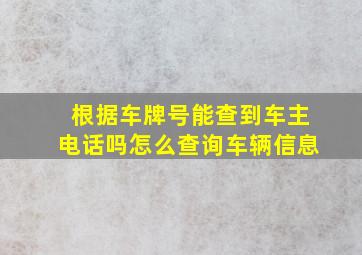 根据车牌号能查到车主电话吗怎么查询车辆信息