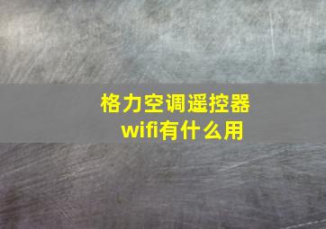 格力空调遥控器wifi有什么用