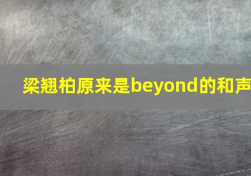 梁翘柏原来是beyond的和声