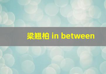 梁翘柏 in between