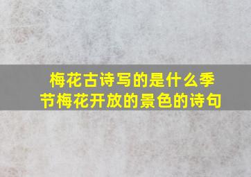 梅花古诗写的是什么季节梅花开放的景色的诗句