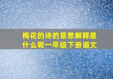 梅花的诗的意思解释是什么呢一年级下册语文