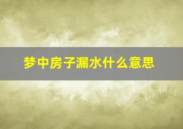 梦中房子漏水什么意思