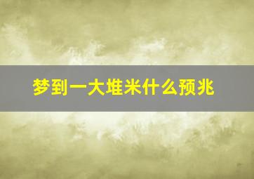 梦到一大堆米什么预兆