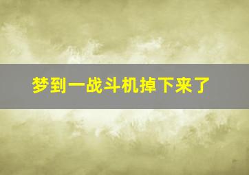 梦到一战斗机掉下来了