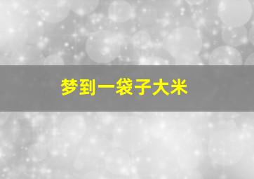 梦到一袋子大米