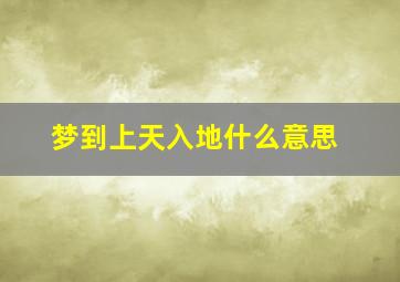 梦到上天入地什么意思